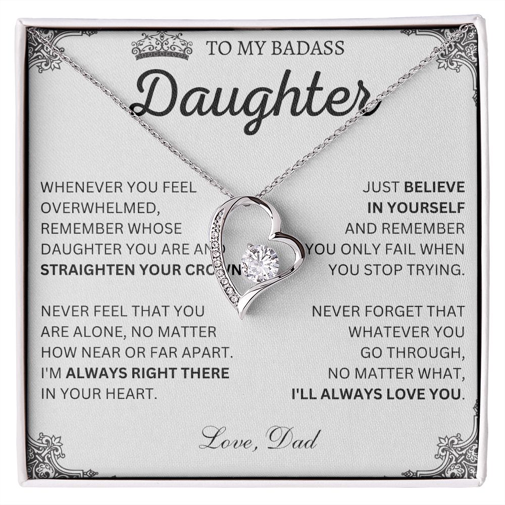 To My Badass Daughter Necklace - Heartfelt Gift for Strong Women,  Badass Daughter Gift, Badass Daughter Jewelry, Badass Daughter Necklace, Daughter Gift From Mom or Dad SNJW23-230212