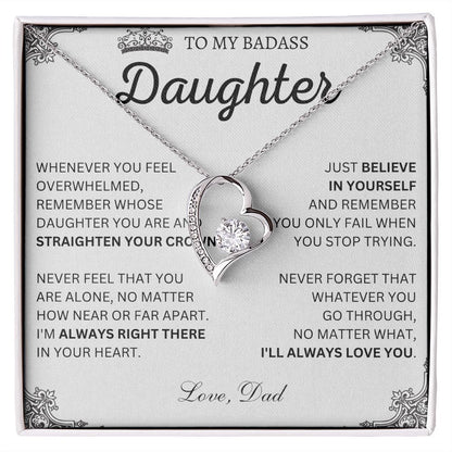 To My Badass Daughter Necklace - Heartfelt Gift for Strong Women,  Badass Daughter Gift, Badass Daughter Jewelry, Badass Daughter Necklace, Daughter Gift From Mom or Dad SNJW23-230212