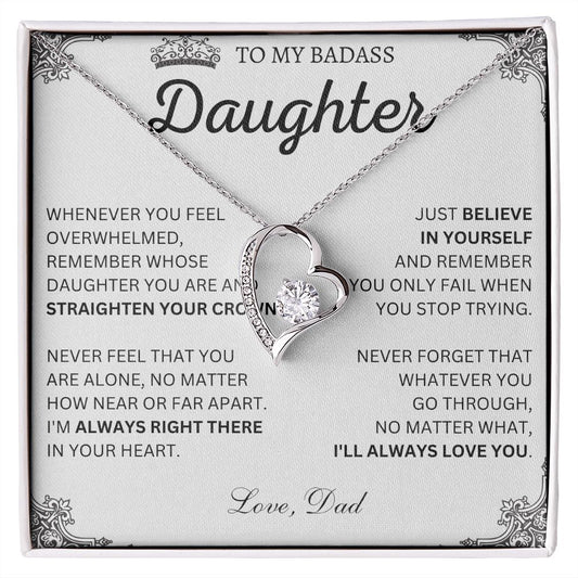 To My Badass Daughter Necklace - Heartfelt Gift for Strong Women,  Badass Daughter Gift, Badass Daughter Jewelry, Badass Daughter Necklace, Daughter Gift From Mom or Dad SNJW23-230212