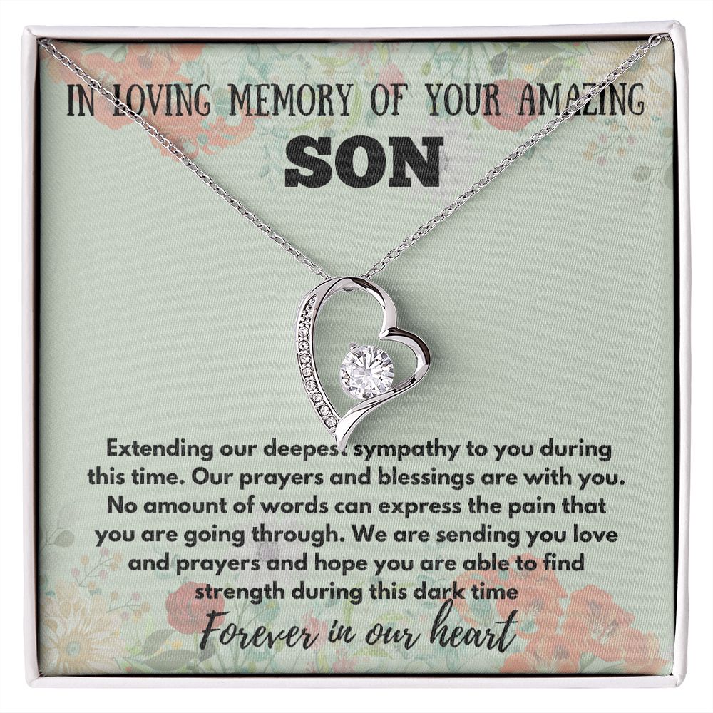 "Personalized Memorial Necklace for Loss of Son - Keep His Memory Close with this Beautiful and Thoughtful Sympathy Gift"