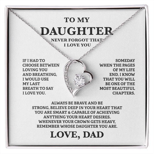Gift For Daughter From Dad - To My Beautiful Daughter Cubic Zirconia Crystal Forever Love Necklace