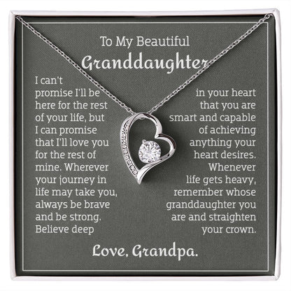 To My Granddaughter - Believe - Forever Love Necklace from Grandpa B0BGC9Y2NQ