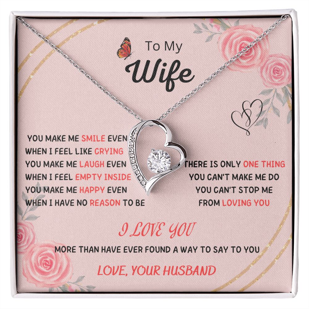 Forever and Always - To My Beautiful Wife Necklace with Heart Pendant and Romantic Message for Special Occasions 200203
