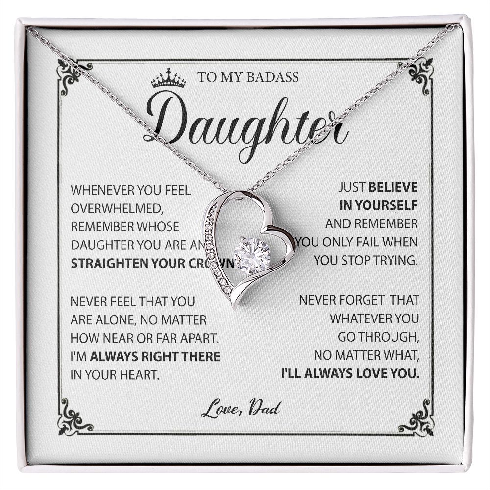 To My Badass Daughter Necklace, Birthday Gift For Daughter From Dad, Anniversary SNJW071202