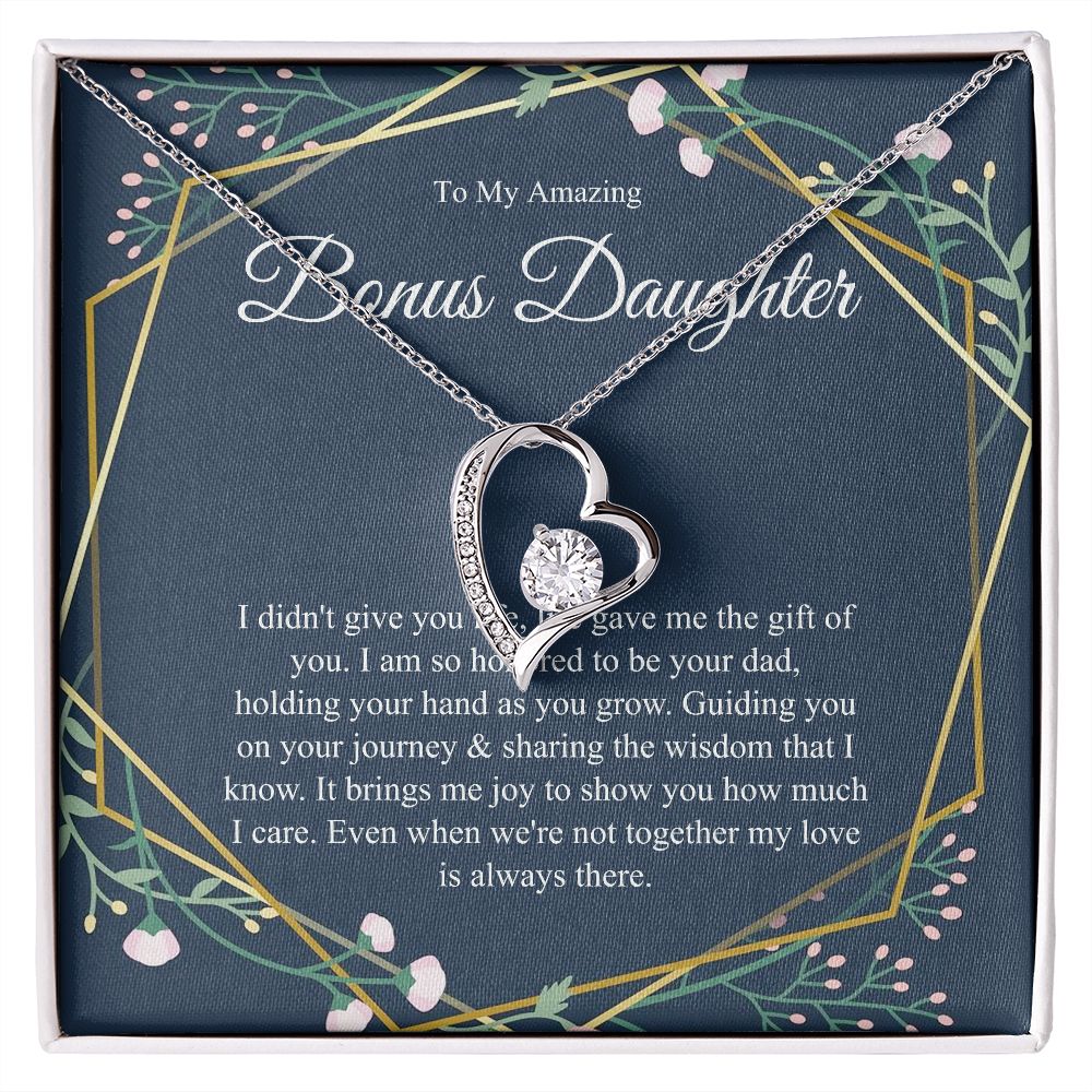Heart, Step Daughter Gift, Bonus Daughter Gift From Stepdad, Bonus Daughter Necklace, Stepdaughter Birthday, Adopted Child Sentimental ttstore-0412-2x17