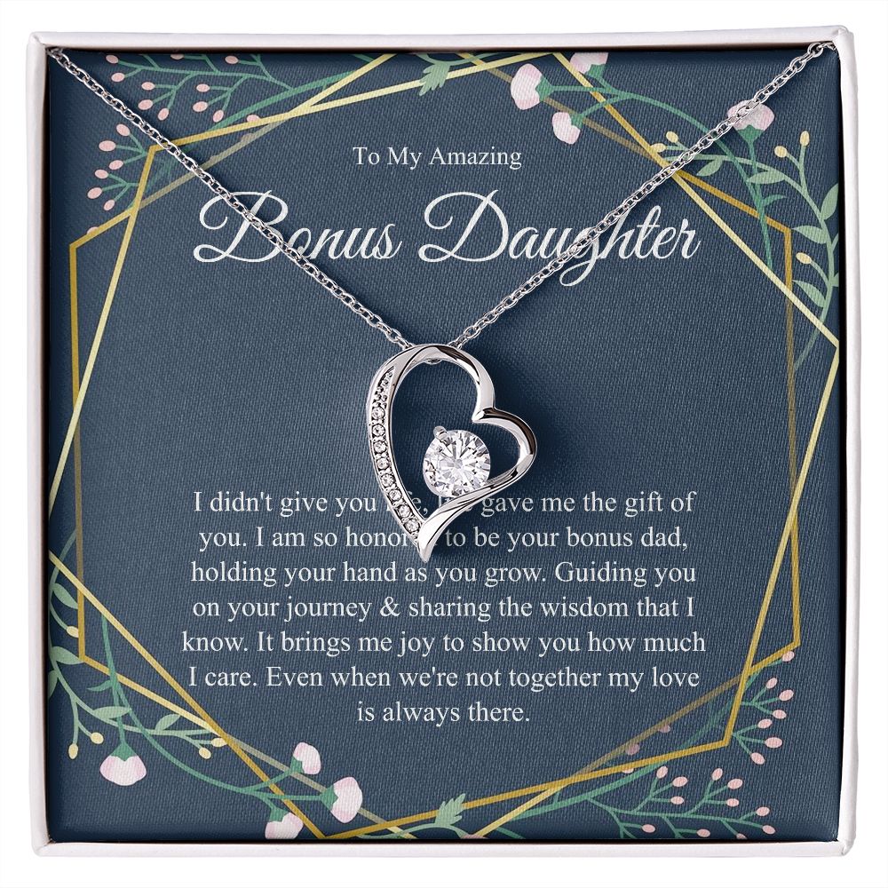 Heart, Step Daughter Gift, Bonus Daughter Gift From Stepdad, Bonus Daughter Necklace, Stepdaughter Birthday, Adopted Child