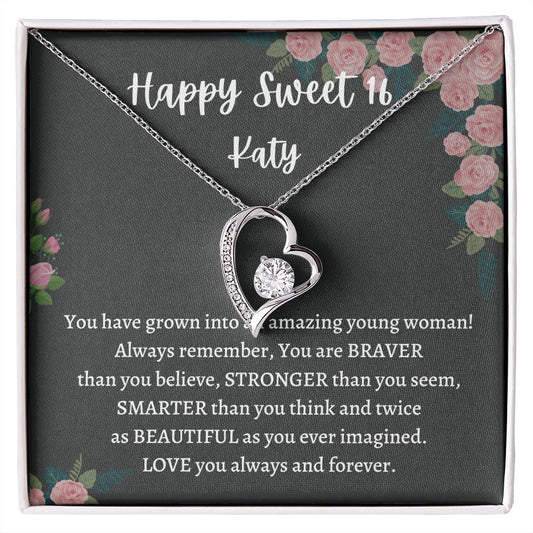 Sweet 16 Necklace - Celebrate Her Milestone Birthday with a Beautiful Gift, Heart Pendant, 16th Birthday Gift For Her, 16th Birthday Gift 210203