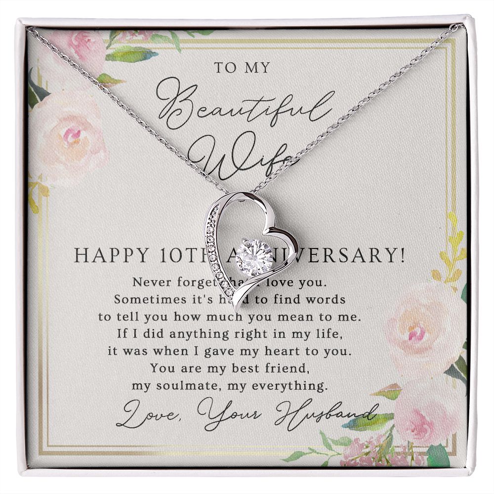 10th Anniversary Necklace Gift For Wife – 10 Years Wedding Jewelry Gift For Her – 10th Wedding Anniversary Wife Gift B0B727NR3J