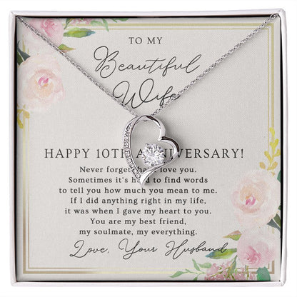 10th Anniversary Necklace Gift For Wife – 10 Years Wedding Jewelry Gift For Her – 10th Wedding Anniversary Wife Gift B0B727NR3J