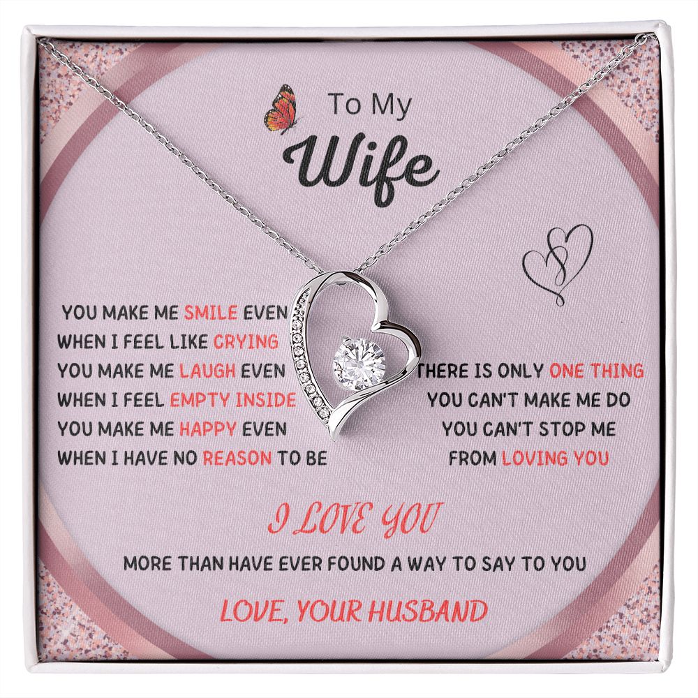 To My Beautiful Wife Necklace, Gift for Wife, Heart Pendant with Romantic Message 200201