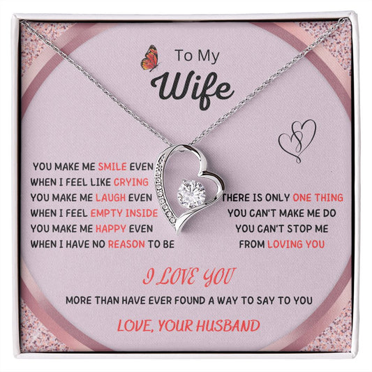 To My Beautiful Wife Necklace, Gift for Wife, Heart Pendant with Romantic Message 200201