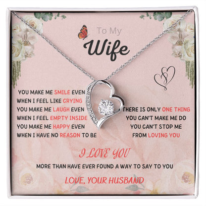 Forever and Always - To My Beautiful Wife Necklace with Heart Pendant and Romantic Message for Special Occasions 200205