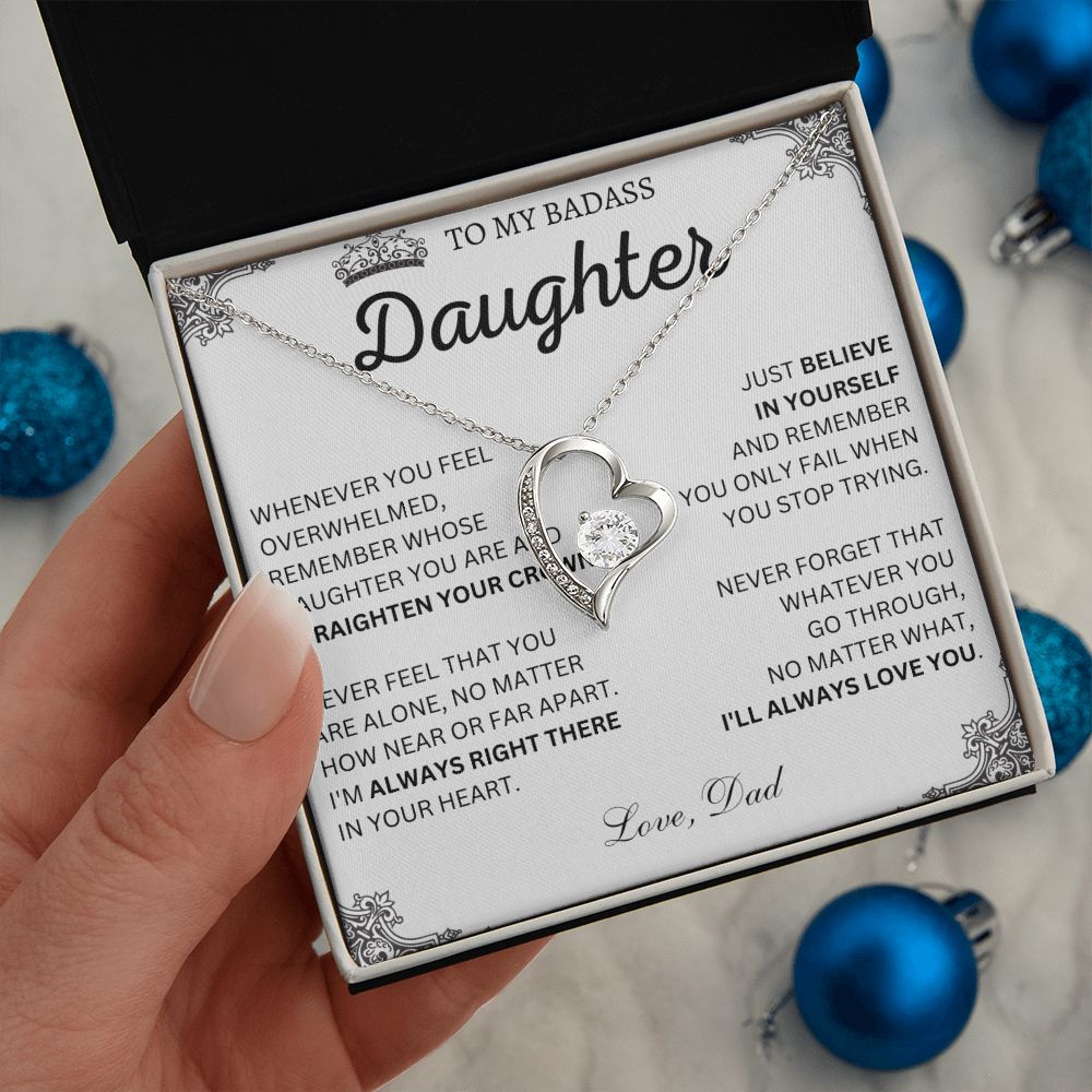 To My Badass Daughter Necklace - Heartfelt Gift for Strong Women,  Badass Daughter Gift, Badass Daughter Jewelry, Badass Daughter Necklace, Daughter Gift From Mom or Dad SNJW23-230212