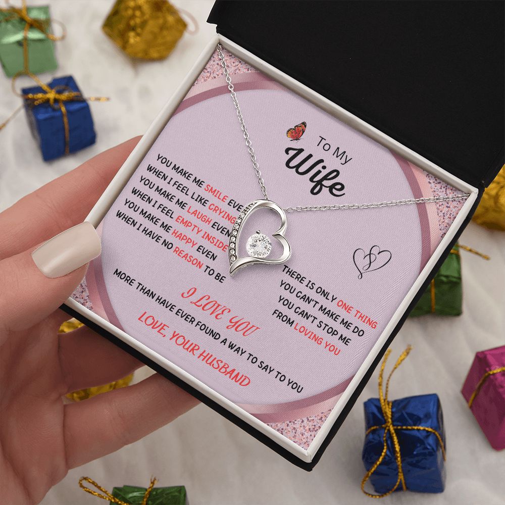 To My Beautiful Wife Necklace, Gift for Wife, Heart Pendant with Romantic Message 200201