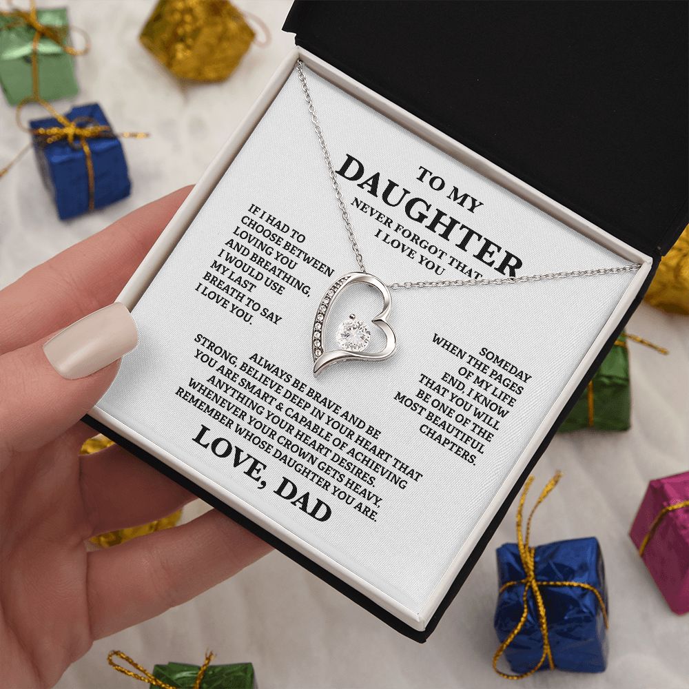 Gift For Daughter From Dad - To My Beautiful Daughter Cubic Zirconia Crystal Forever Love Necklace