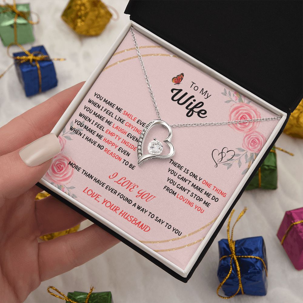 Forever and Always - To My Beautiful Wife Necklace with Heart Pendant and Romantic Message for Special Occasions 200203