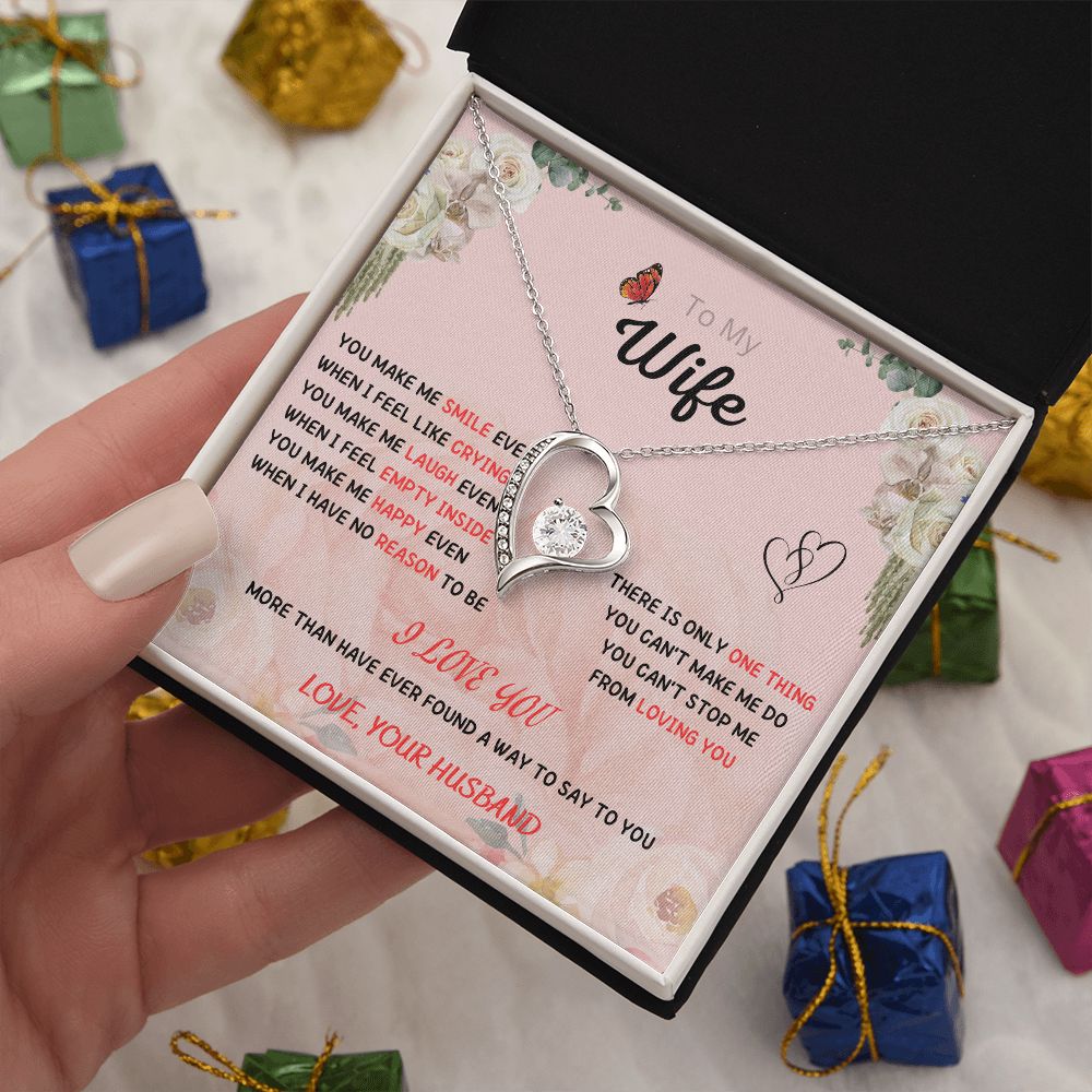 Forever and Always - To My Beautiful Wife Necklace with Heart Pendant and Romantic Message for Special Occasions 200205