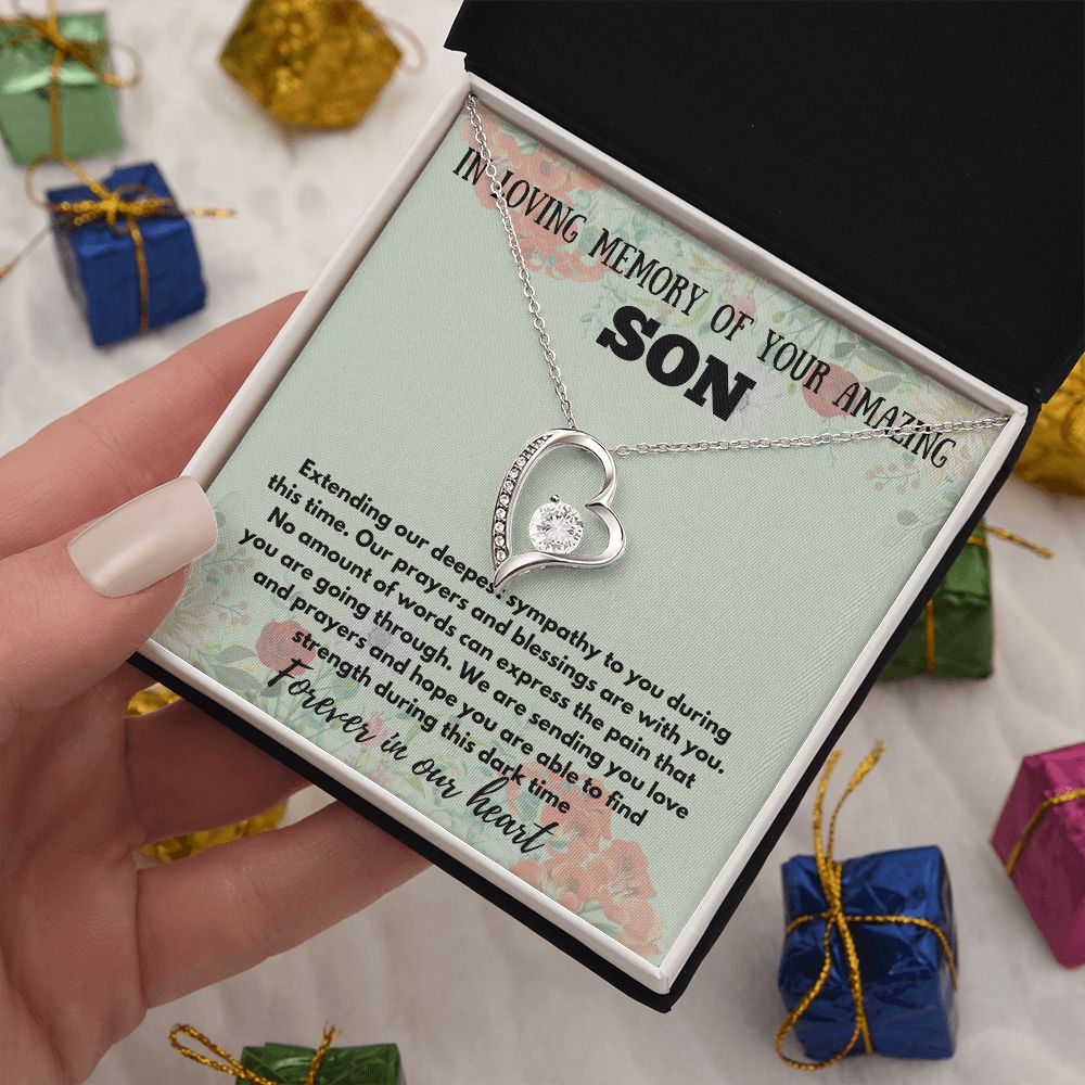 "Personalized Memorial Necklace for Loss of Son - Keep His Memory Close with this Beautiful and Thoughtful Sympathy Gift"