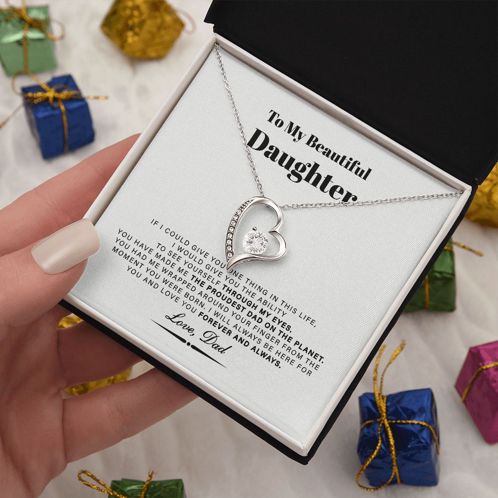 To My Beautiful Daughter Love Knot Necklace, Daughter Gifts From Dad B0BLNDCM78