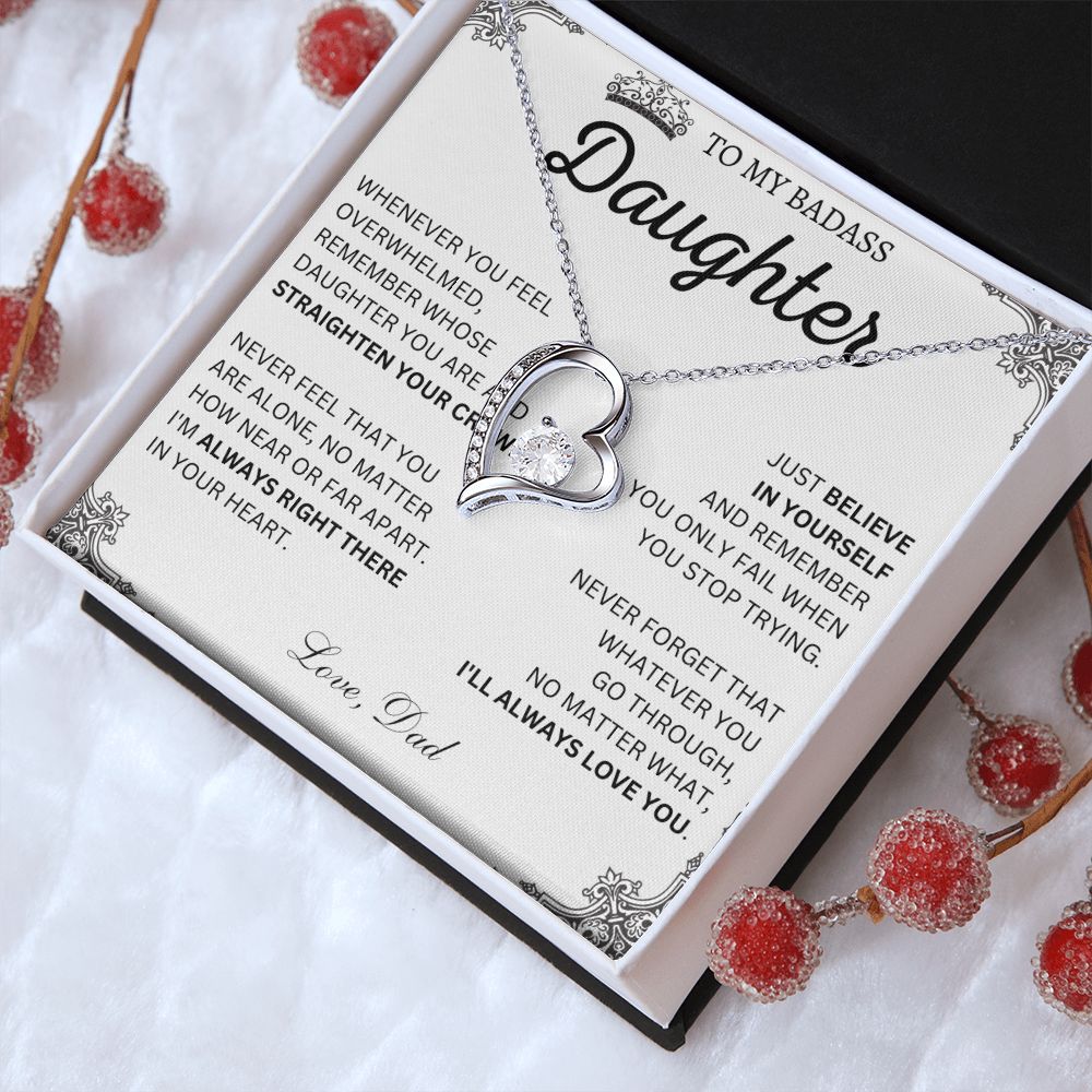 To My Badass Daughter Necklace - Heartfelt Gift for Strong Women,  Badass Daughter Gift, Badass Daughter Jewelry, Badass Daughter Necklace, Daughter Gift From Mom or Dad SNJW23-230212