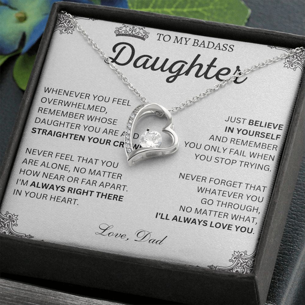 To My Badass Daughter Necklace - Heartfelt Gift for Strong Women,  Badass Daughter Gift, Badass Daughter Jewelry, Badass Daughter Necklace, Daughter Gift From Mom or Dad SNJW23-230212
