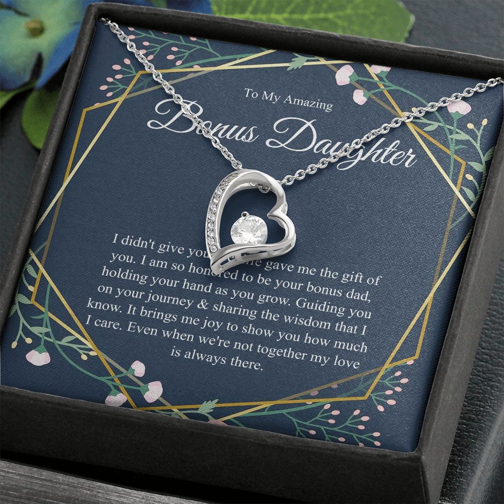 Heart, Step Daughter Gift, Bonus Daughter Gift From Stepdad, Bonus Daughter Necklace, Stepdaughter Birthday, Adopted Child