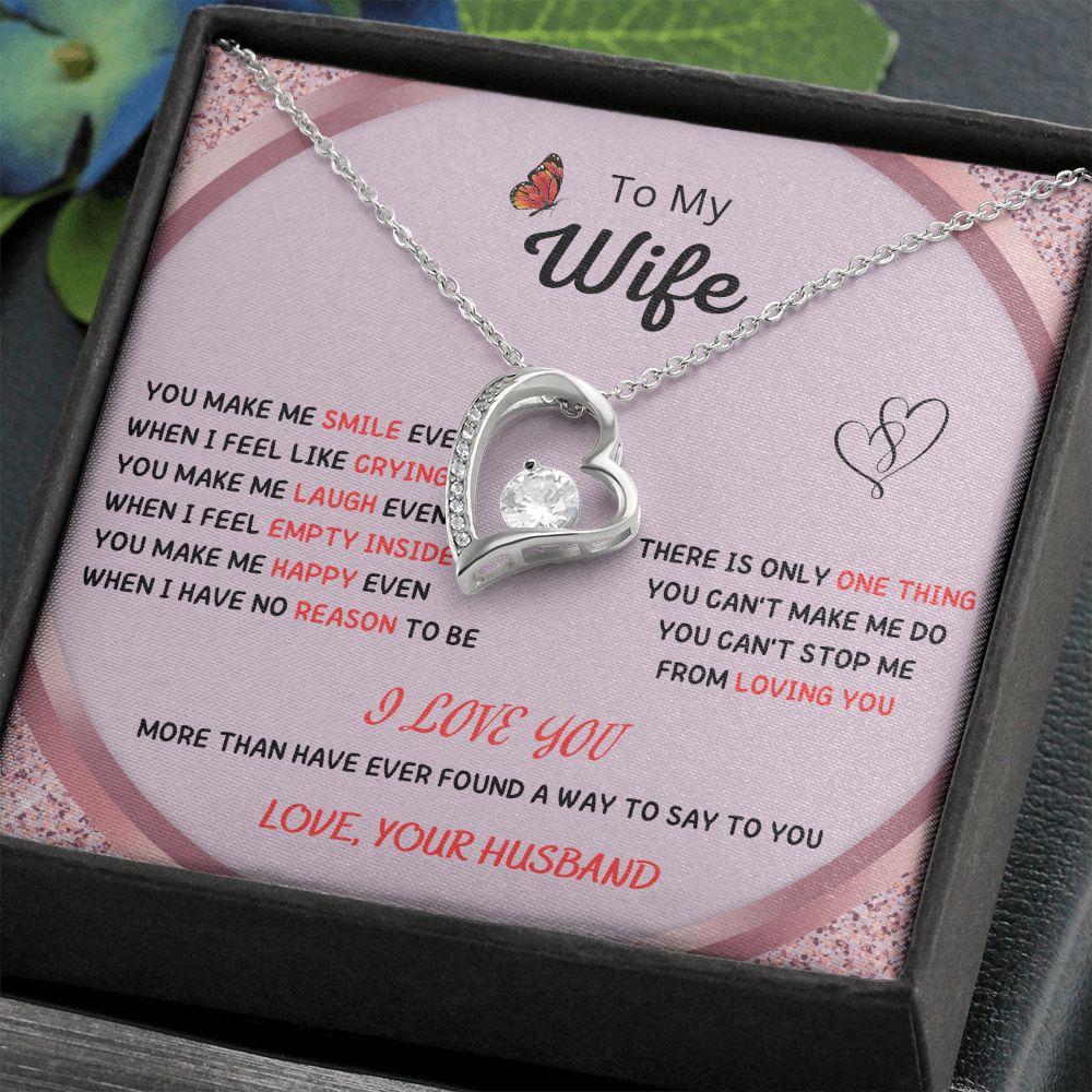 To My Beautiful Wife Necklace, Gift for Wife, Heart Pendant with Romantic Message 200201