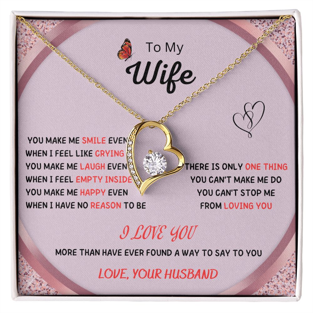 To My Beautiful Wife Necklace, Gift for Wife, Heart Pendant with Romantic Message 200201