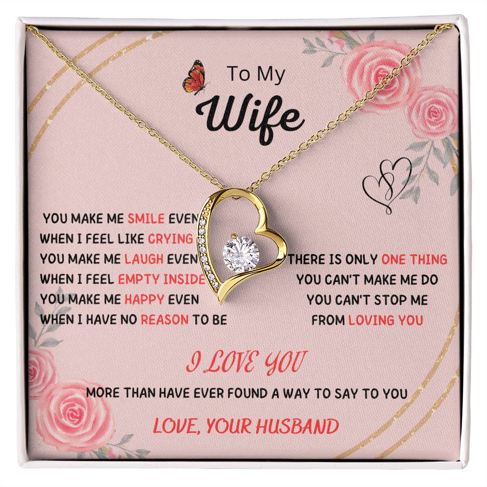 Forever and Always - To My Beautiful Wife Necklace with Heart Pendant and Romantic Message for Special Occasions 200203