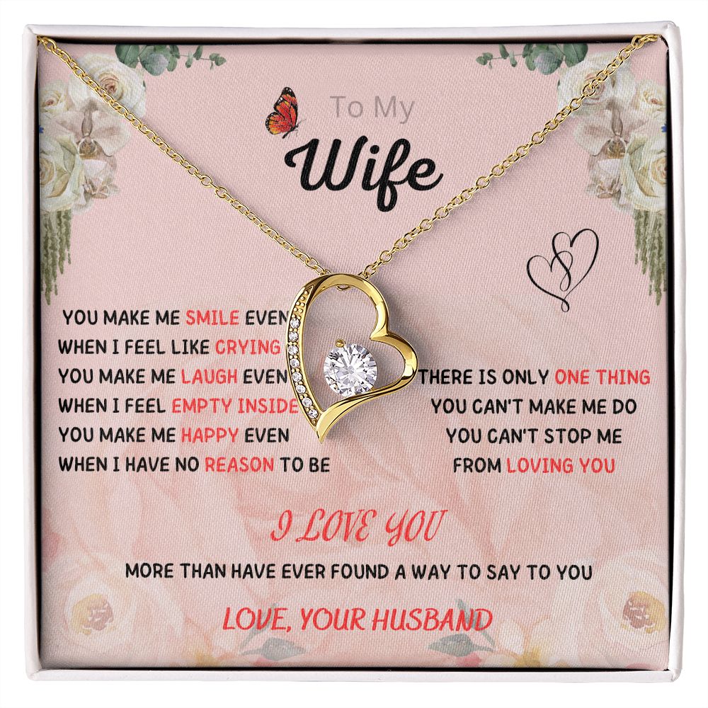 Forever and Always - To My Beautiful Wife Necklace with Heart Pendant and Romantic Message for Special Occasions 200205