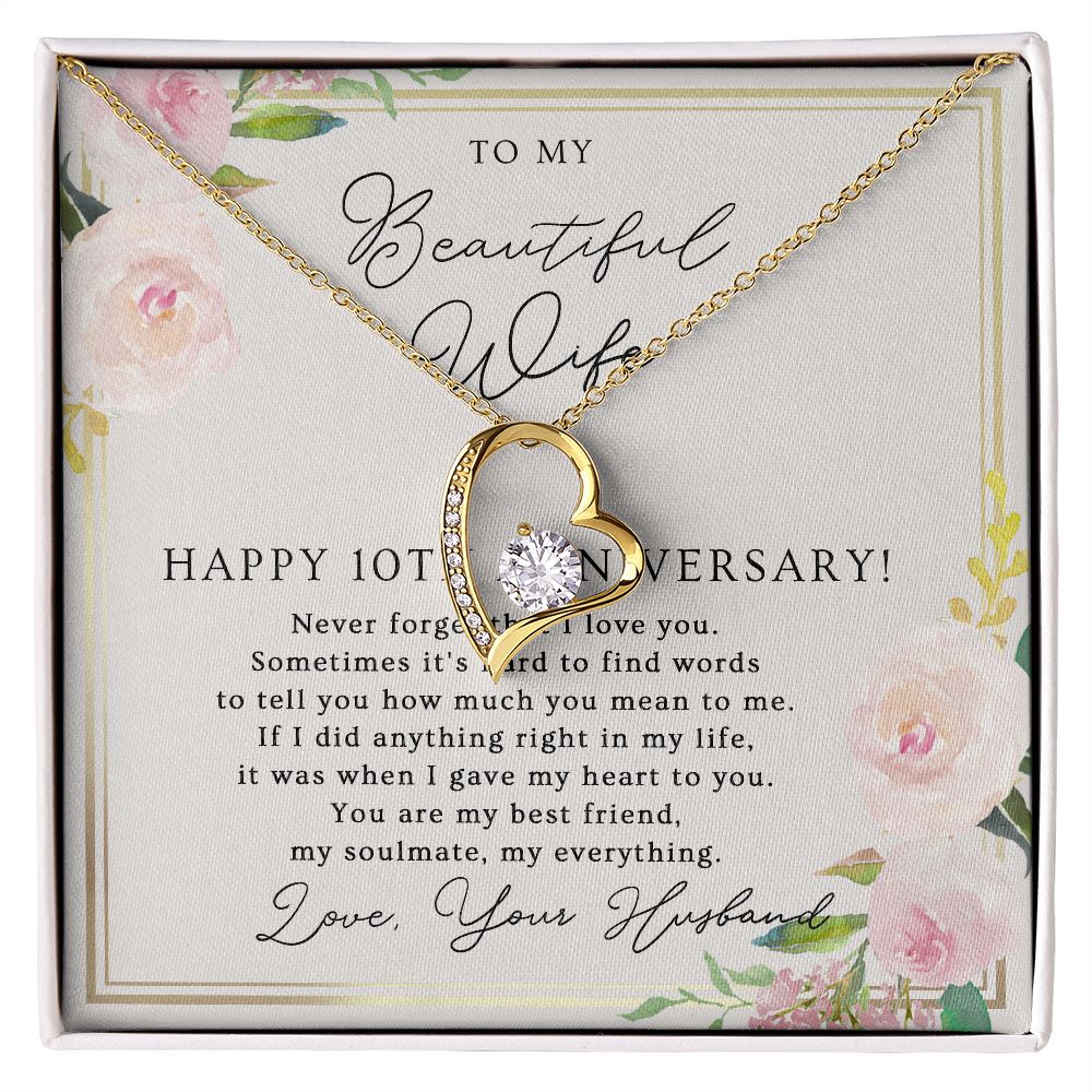 10th Anniversary Necklace Gift For Wife – 10 Years Wedding Jewelry Gift For Her – 10th Wedding Anniversary Wife Gift B0B727NR3J