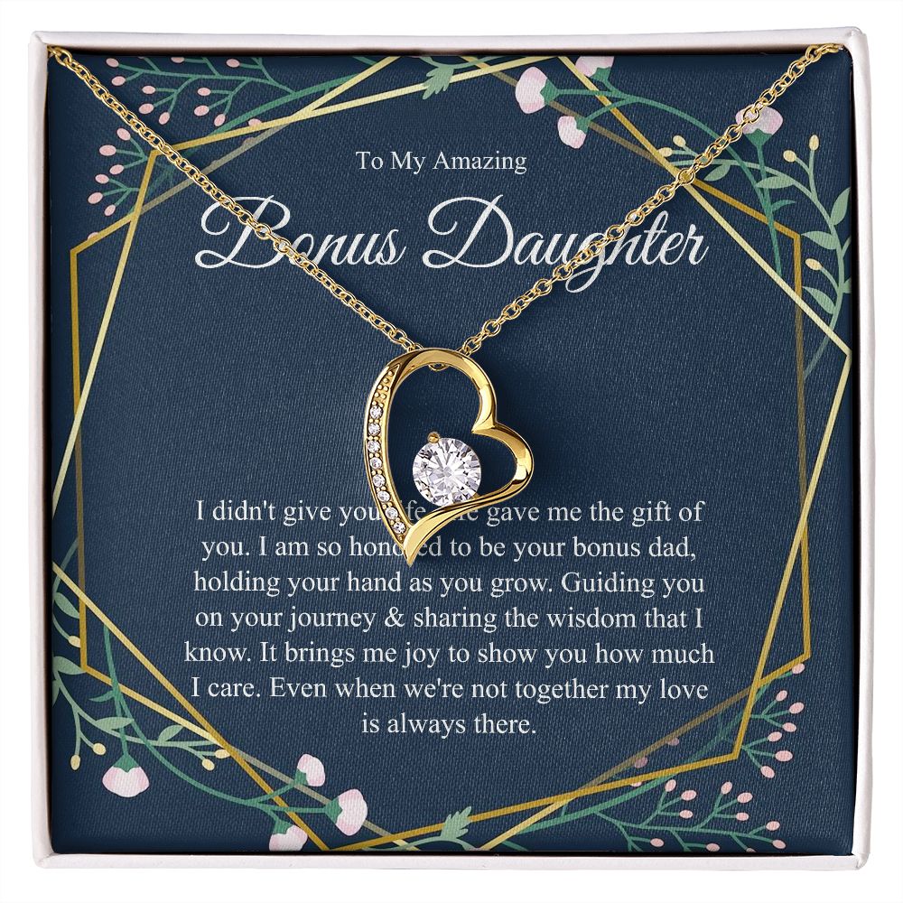 Heart, Step Daughter Gift, Bonus Daughter Gift From Stepdad, Bonus Daughter Necklace, Stepdaughter Birthday, Adopted Child