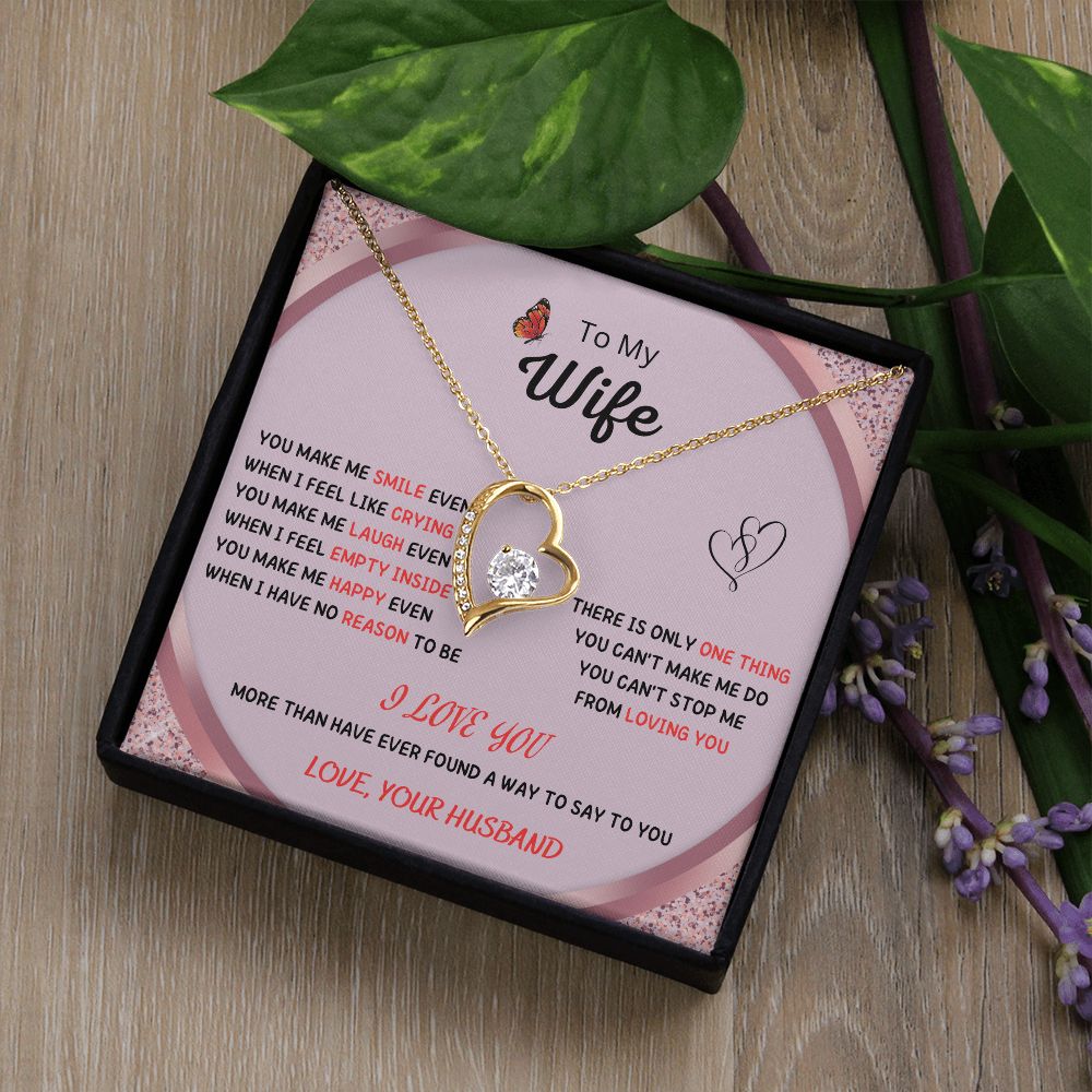 To My Beautiful Wife Necklace, Gift for Wife, Heart Pendant with Romantic Message 200201