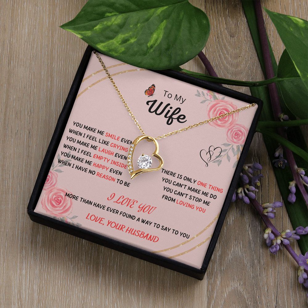 Forever and Always - To My Beautiful Wife Necklace with Heart Pendant and Romantic Message for Special Occasions 200203