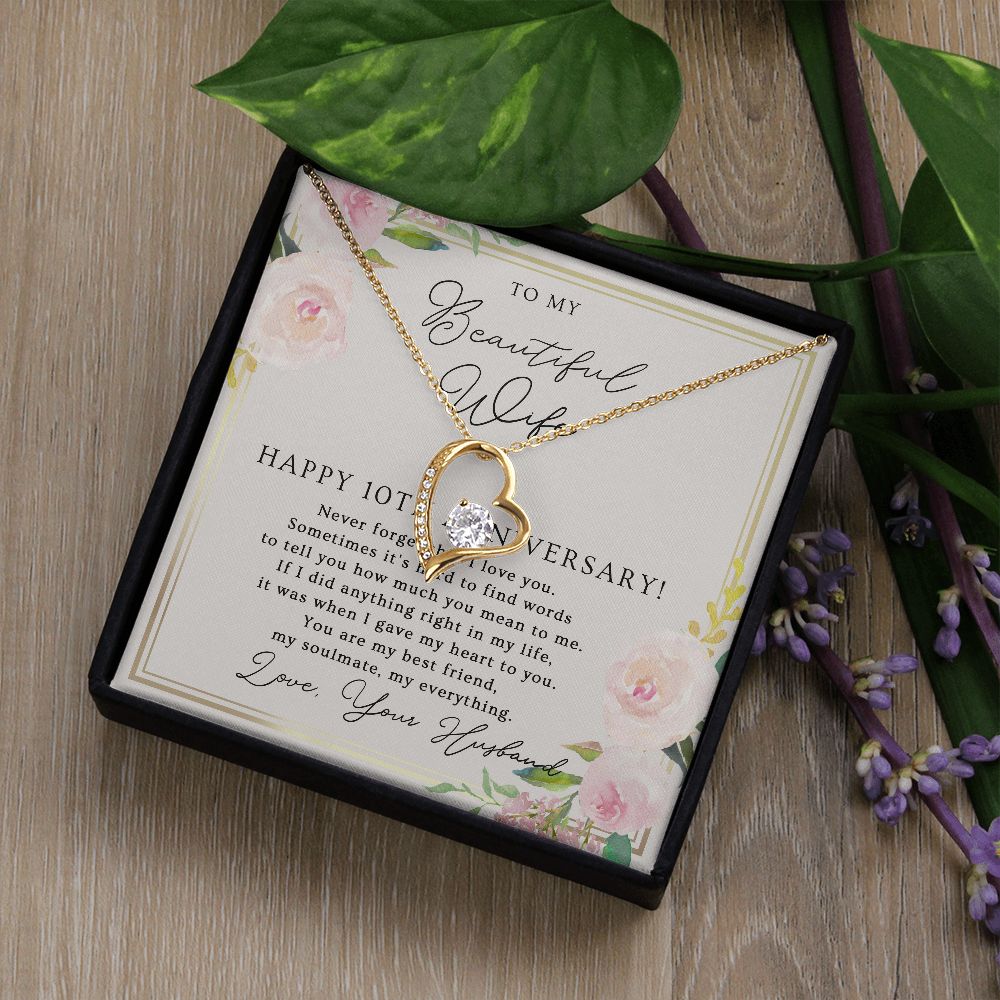 10th Anniversary Necklace Gift For Wife – 10 Years Wedding Jewelry Gift For Her – 10th Wedding Anniversary Wife Gift B0B727NR3J