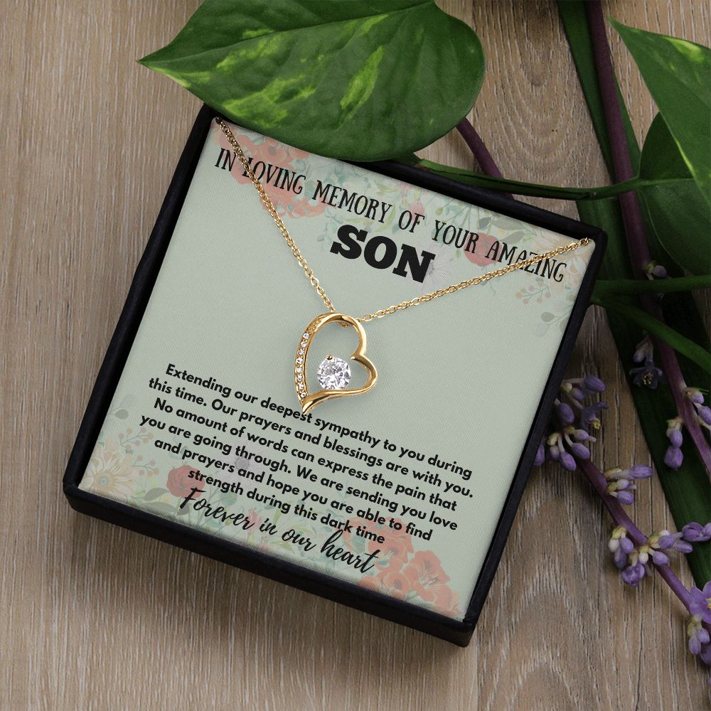 "Personalized Memorial Necklace for Loss of Son - Keep His Memory Close with this Beautiful and Thoughtful Sympathy Gift"