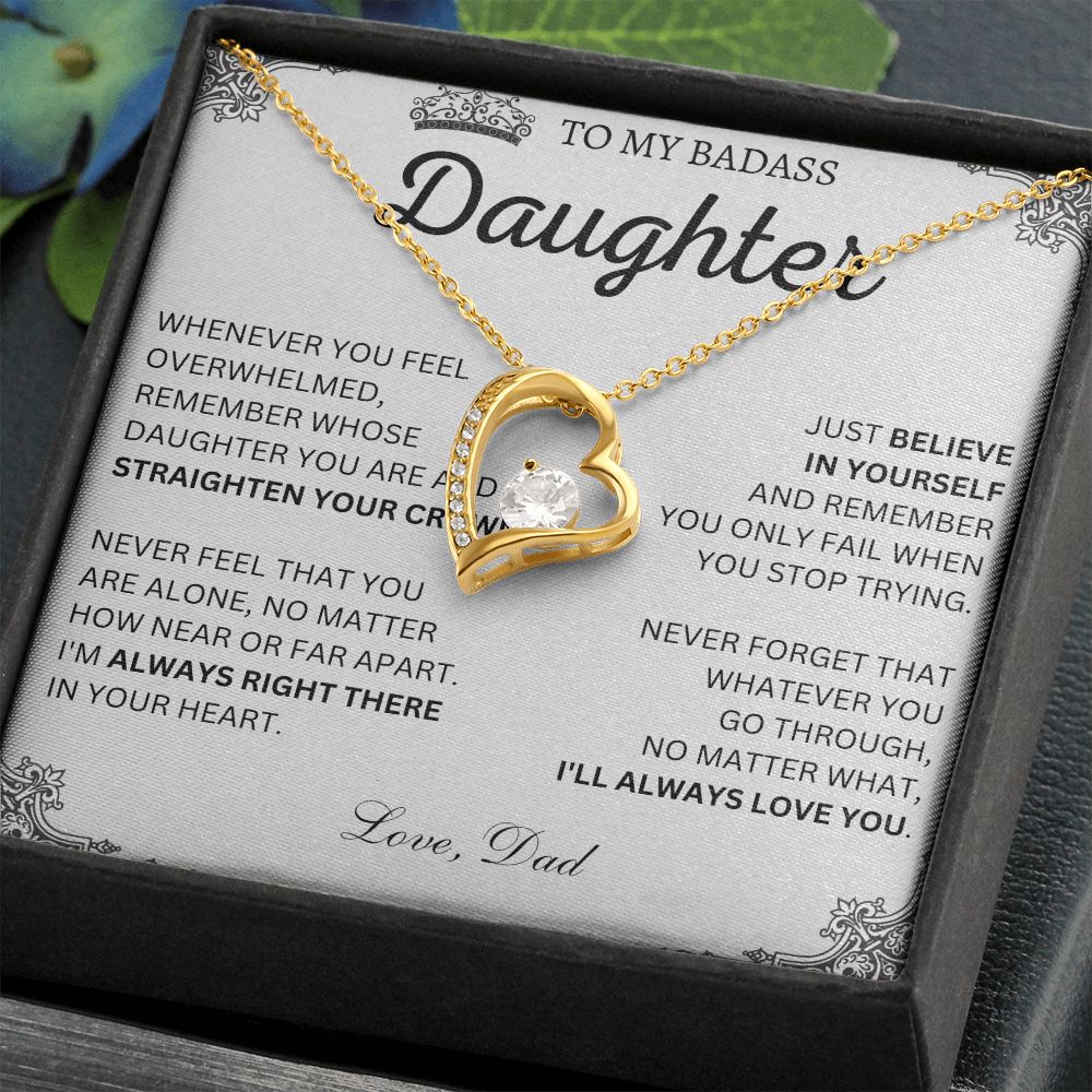To My Badass Daughter Necklace - Heartfelt Gift for Strong Women,  Badass Daughter Gift, Badass Daughter Jewelry, Badass Daughter Necklace, Daughter Gift From Mom or Dad SNJW23-230212