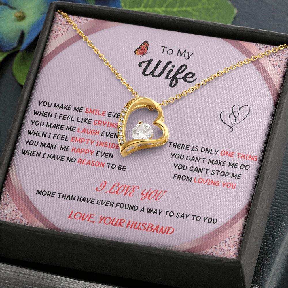To My Beautiful Wife Necklace, Gift for Wife, Heart Pendant with Romantic Message 200201