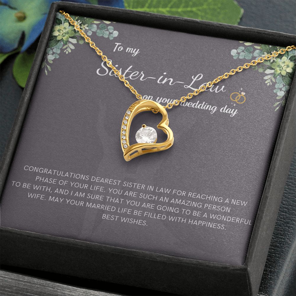 Gifts for Sister-In-Law - Elegant Pendant Necklace with a Sentimental Message, Sister in Law Gift from Bride, Gift for Sister in Law, Wedding Gift SNJW23-240202