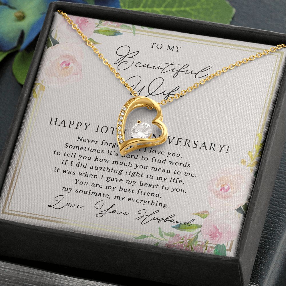 10th Anniversary Necklace Gift For Wife – 10 Years Wedding Jewelry Gift For Her – 10th Wedding Anniversary Wife Gift B0B727NR3J