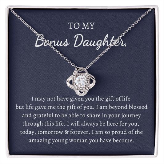 Gift for Bonus Daughter Love Knot Necklace