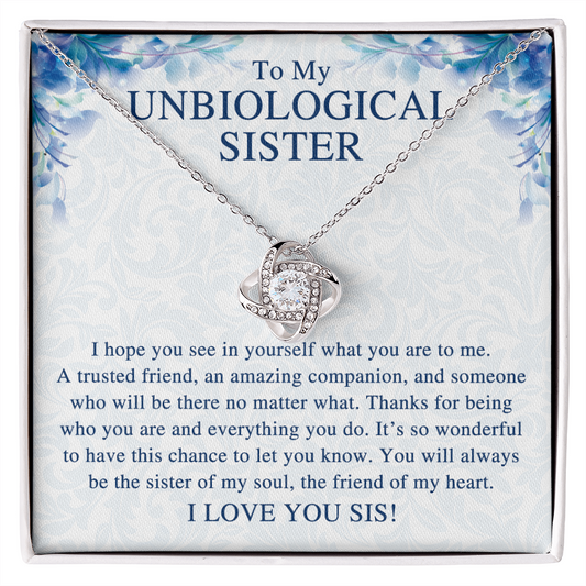 To My Unbiological Sister Love Knot Necklace, Gift for Sister - JWshinee