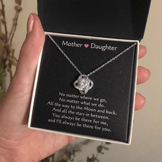 Mother & Daughter Love Knot Necklace, Gift For Daughter From Mom, Daughter Mother Necklace - JWshinee