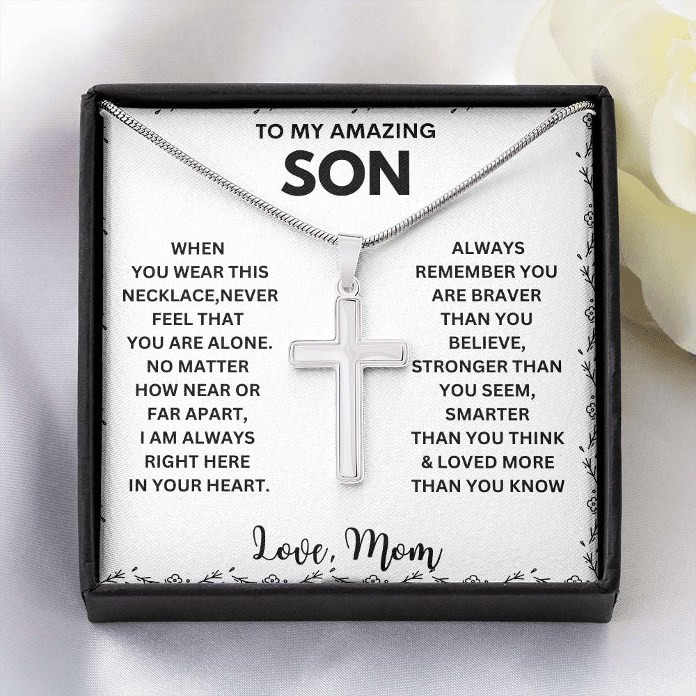 Treasured 'To My Son' Necklace - With a Message Card to Show Your Love and Appreciation"