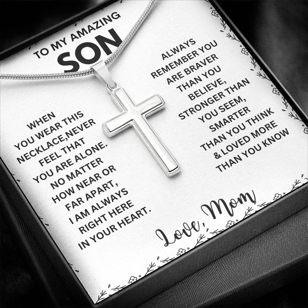 Treasured 'To My Son' Necklace - With a Message Card to Show Your Love and Appreciation"