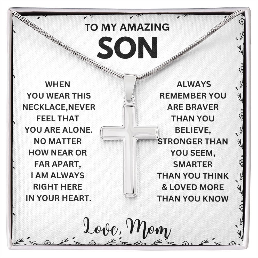 Treasured 'To My Son' Necklace - With a Message Card to Show Your Love and Appreciation"
