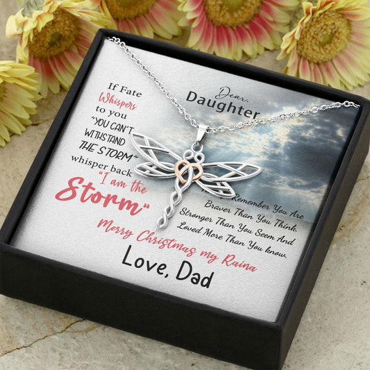 Dear Daughter, You Are The Storm Dragonfly Necklace from Dad SNJW110728 (Custom)