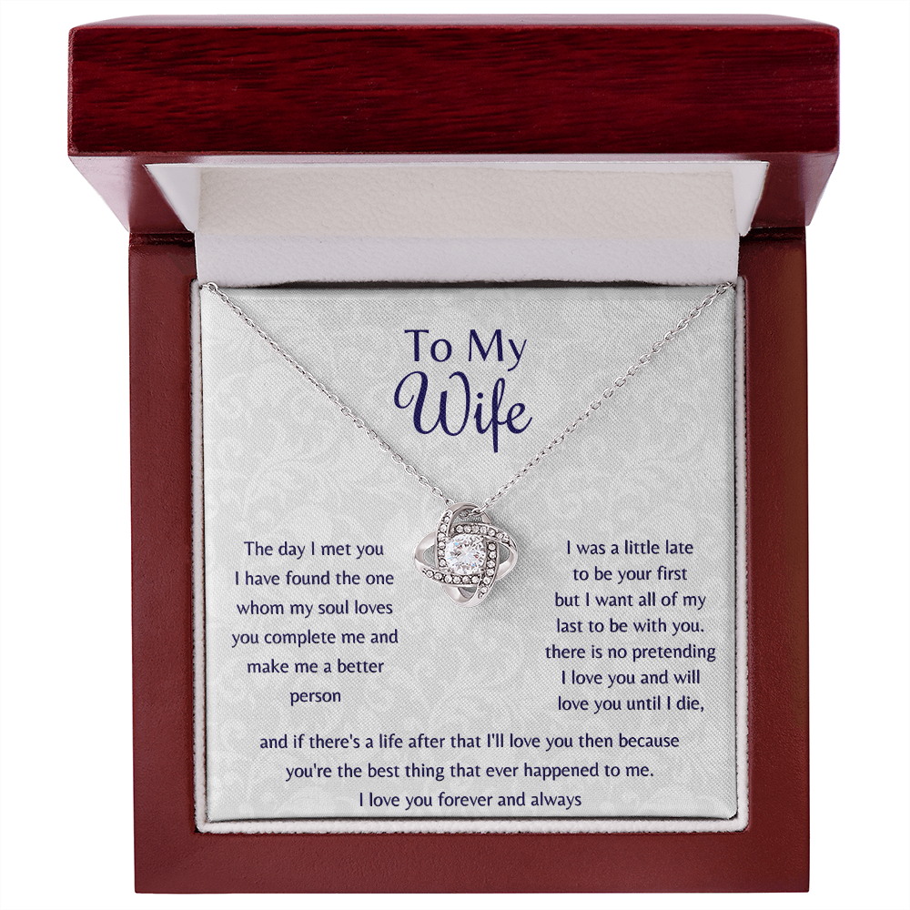 To My Wife The Day I Met You Love Knot Necklace, Anniversary Gift For Wife, Wife Birthday Gift Jewelry - JWshinee