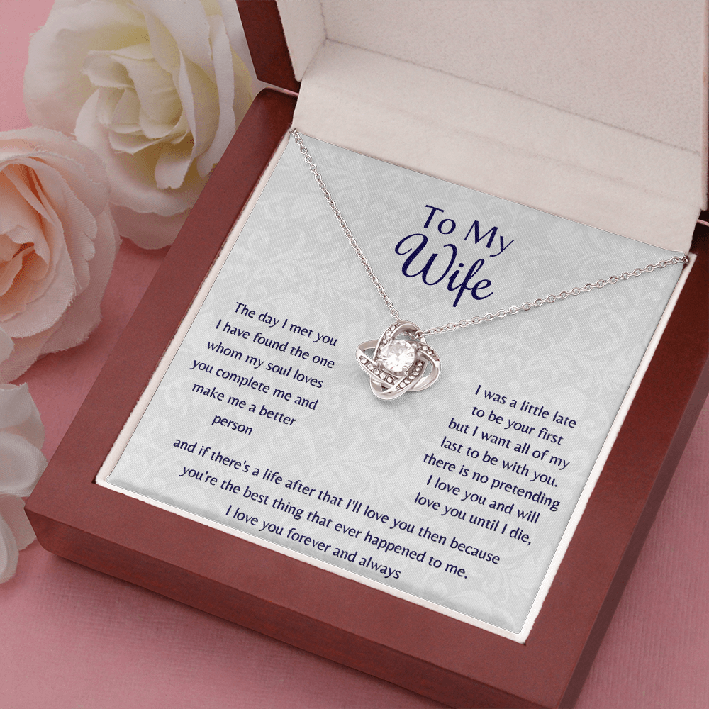 To My Wife The Day I Met You Love Knot Necklace, Anniversary Gift For Wife, Wife Birthday Gift Jewelry - JWshinee