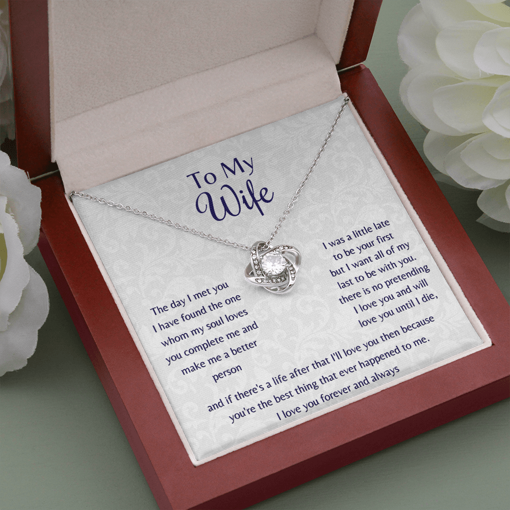 To My Wife The Day I Met You Love Knot Necklace, Anniversary Gift For Wife, Wife Birthday Gift Jewelry - JWshinee